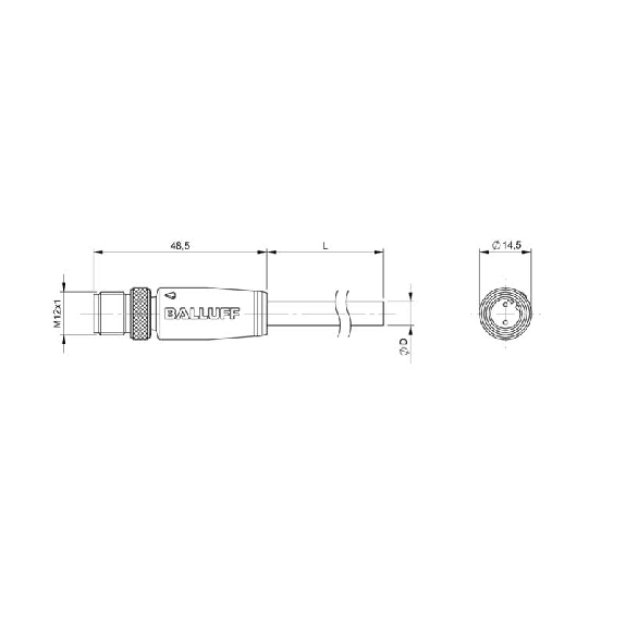 M12B Mâle Droit 2p; Câble PUR Blindé 2x0.34 Violet Cpc 2m-Lire la description