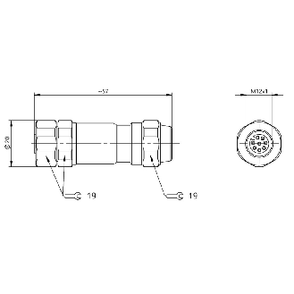 M12A Mâle Droit 8p Inox; Bornes à vis (x8) <0.50mm², Ø5.5-8.6mm-Lire la description
