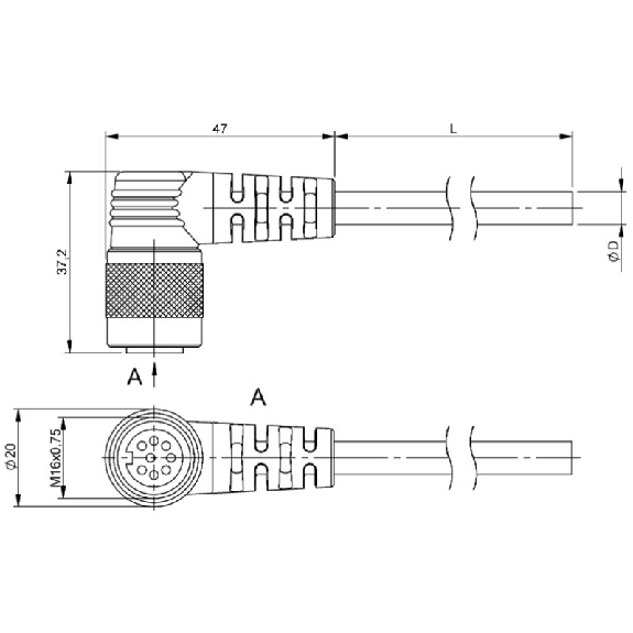 M16 Fem Coudé 8p; Câble PUR Blindé 8x0.25 Noir Cpc 50m M16 Fem Coudé 8p; Câble PUR Blindé 8x0.25 Noir Cpc 50m-Lire la description