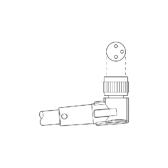 M08A Fem Coudé 3p LED (x2); Câble PUR Gris/Noir 10m-Lire la description