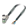 M08A Fem Coudé 3p LED (x2); Câble PUR Gris/Noir 10m