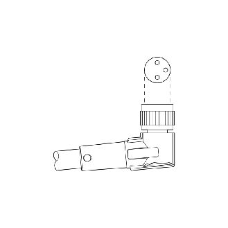 M08A Fem Coudé 3p LED (x2); Câble PUR Gris/Noir 10m-Lire la description