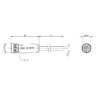 M12A Fem Droit 8p; Câble PUR 8x0.25 Noir Cpc 40m (30V)-Lire la description
