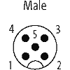M12A Mâle Droit 5p; Câble PUR 5x0.34 Noir Cpc 2m