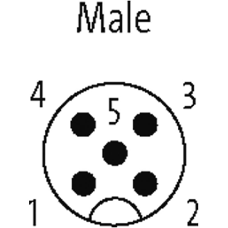 M12A Mâle Droit 5p; Câble PUR 5x0.34 Noir Cpc 2m-Lire la description