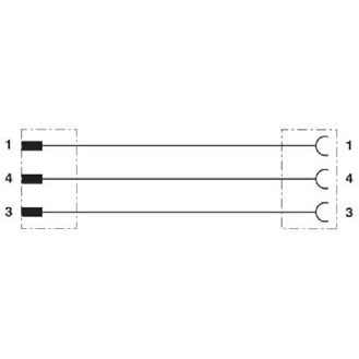 M12A Fem Droit 3p/M12A Mâle Droit 3p; PVC Noir 3m-Lire la description