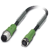 M12A Fem Droit 3p/M12A Mâle Droit 3p; PVC Noir 3m