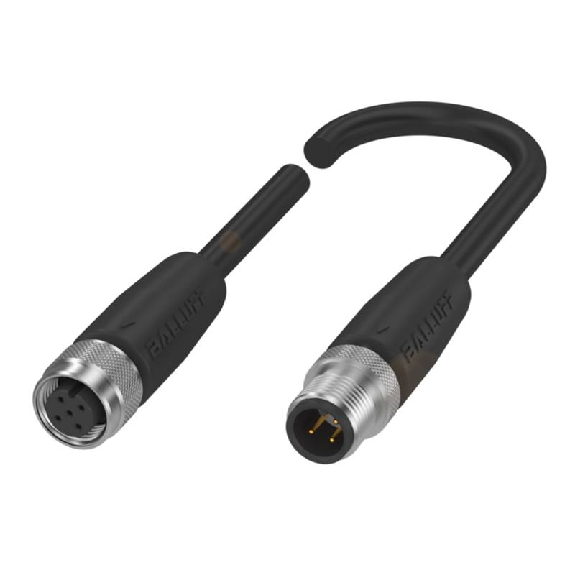 M12A Fem Droit 5p/M12A Mâle Droit 3p; PUR 3x0.34 Noir Cpc 3m Blindé-Lire la description