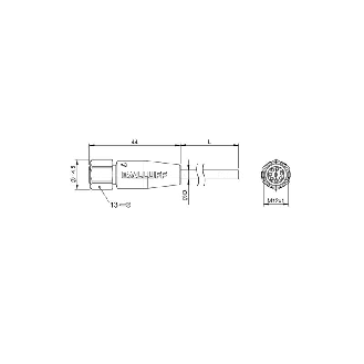 M12A Fem Droit 8p Inox WD; Câble PVC 8x0.25 Gris Cpc 15m-Lire la description