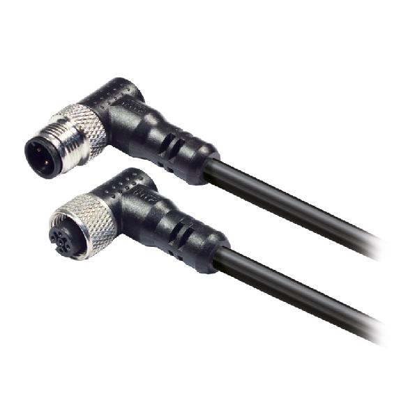 M12A Fem Coudé 5p/M12A Coudé Droit 5p; TPU Noir 3m (CAN bus)-Lire la description