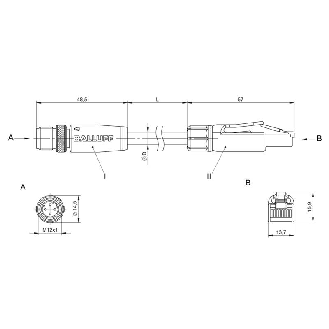 M12D Mâle Droit 4p/RJ45 Mâle Droit 4p; Câble TPE Blindé 4xAWG24 15m-Lire la description