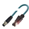 M12D Mâle Droit 4p/RJ45 Mâle Droit 4p; Câble TPE Blindé 4xAWG24 15m