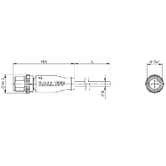 M12A Mâle Droit 5p; Câble PUR 5x0.34 Noir Cpc 30m (60V)-Lire la description
