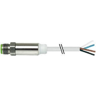 M12A Mâle Droit 4p Inox V4A F&B; Câble TPE-S 4x0,34 Gris 10m-Lire la description
