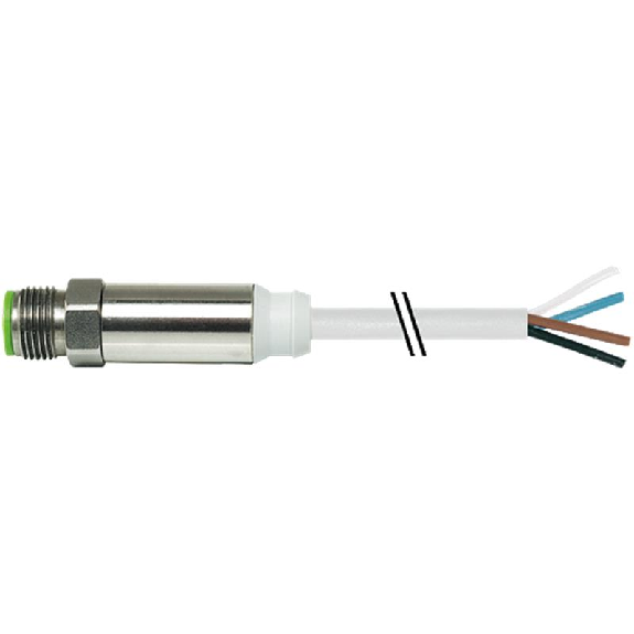 M12A Mâle Droit 4p Inox V4A F&B; Câble TPE-S 4x0,34 Gris 10m-Lire la description
