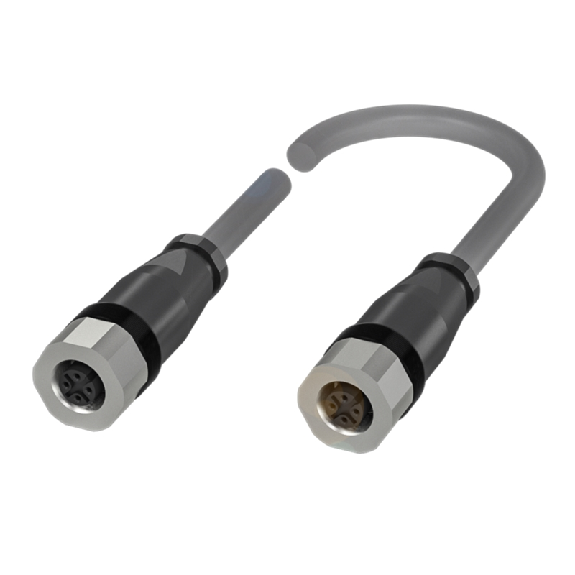 M12A Fem Droit 5p/M12A Fem Droit 5p; Câble PVC Blindé 4 fils Gris 5m-Lire la description