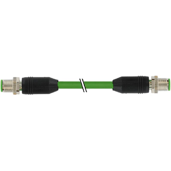 M12D Mâle 0°/M12D Mâle 0°; PUR Blindé 2x2x0.34 Vert Ethernet 2m-Lire la description