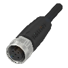 M12A Fem Droit 5p; Câble PUR 4x0.75 Noir 5m (250V)