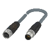M12A Fem Droit 5p/M12A Mâle Droit 5p; PVC Blindé Gris 0.6m