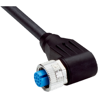 M12A Fem Coudé 12p; Câble PUR 12x0.14 Noir Cpc 10m (30V)-Lire la description