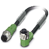 M12A Fem Coudé 8p/M12A Mâle Droit 8p; PUR Gris/Noir 3m