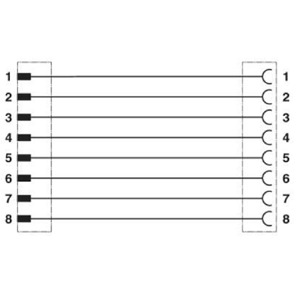 M12A Fem Coudé 8p/M12A Mâle Droit 8p; PUR Gris/Noir 3m-Lire la description