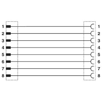 M12A Fem Coudé 8p/M12A Mâle Droit 8p; PUR Gris/Noir 3m-Lire la description