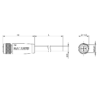 M12A Fem Droit 4p; Câble PUR Blindé 0.34 Noir Cpc 3m (250V)-Lire la description