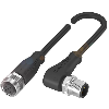 M12A Fem Droit 5p/M12A Mâle Coudé 4p; PUR 4x0.34 Noir Cpc 0.6m