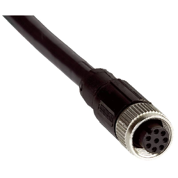 M12 Mâle Droit 8p; Câble PUR 8x0.25 Noir Cpc 10m-Lire la description