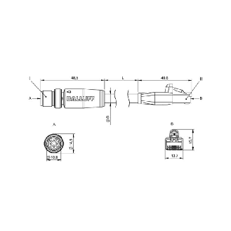 M12D Mâle Droit 4p/RJ45 Mâle Droit 4p TPE 4xAWG24 Turquoise Cpc 0,6m-Lire la description