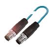 M12D Mâle Droit 4p/RJ45 Mâle Droit 4p TPE 4xAWG24 Turquoise Cpc 0,6m