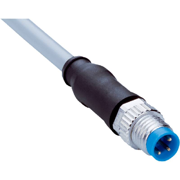 M08A Fem Droit 3p; Câble PVC 3x0.25 Gris 2m-Lire la description