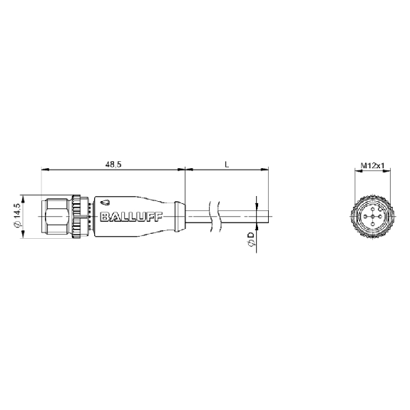 M12A Fem Droit 5p; Câble PUR 5x0.34 Noir Cpc 2m (60V) M12A Fem Droit 5p; Câble PUR 5x0.34 Noir Cpc 2m (60V)-Lire la description