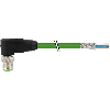 M12D Mâle Coudé 4p; Câble PUR (UL/CSA) Blindé 2x2x0,34 Vert 1.5m Ethe