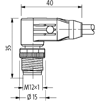 M12D Mâle Coudé 4p; Câble PUR (UL/CSA) Blindé 2x2x0,34 Vert 1.5m Ethe-Lire la description
