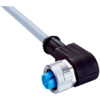M12A Fem Coudé 5p; Câble PVC 5x0.34 Gris 10m-Lire la description
