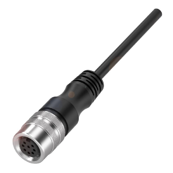 M16 Fem Droit 8p Inox; Câble PUR Blindé (4x2)x0.25 Noir 20m (60V)-Lire la description