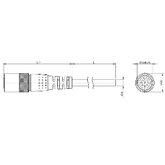 M16 Fem Droit 8p Inox; Câble PUR Blindé (4x2)x0.25 Noir 20m (60V)-Lire la description