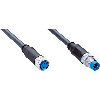 M08A Fem Droit 4p/M08A Mâle Droit 4p; PUR 4x0.25 Noir Cpc 5m