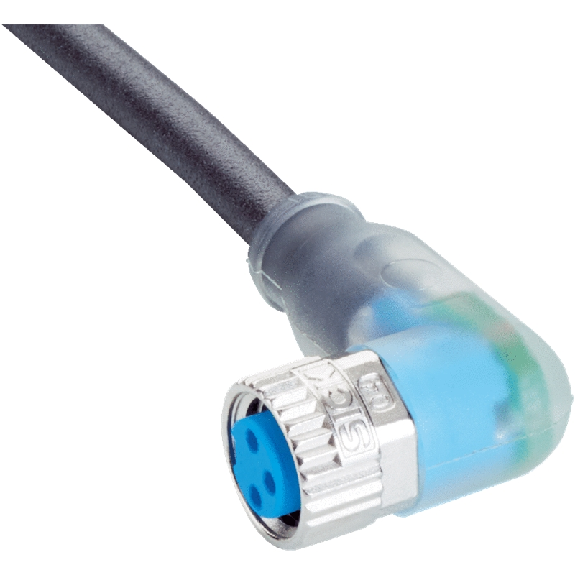 M08A Fem Coudé 3p LED; Câble PUR 3x0,25 Noir Cpc 10m-Lire la description