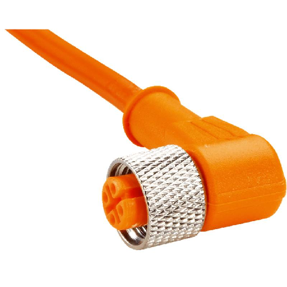 M12A Fem Coudé 4p; Câble PVC 4x0,25 Orange 2m-Lire la description