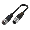 M12A Fem Droit 5p/M12A Mâle Droit 4p; Câble PUR 4x0.34 Noir Cpc 3m
