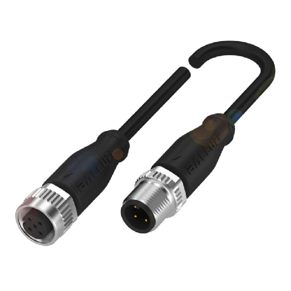 M12A Fem Droit 5p/M12A Mâle Droit 4p; Câble PUR 4x0.34 Noir Cpc 3m-Lire la description