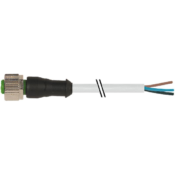 M12A Fem Droit 4p; Câble PVC UL/CSA 3x0.34 Gris 10m-Lire la description