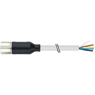 M23 Fem Droit 12p; Câble PUR/PVC 8x0.34+3x0.75 Gris Cpc 5m-Lire la description