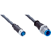 M08A Fem Droit 4p/M12A Mâle Droit 4p; Câble PUR 4x0.25 Noir Cpc 0.6m