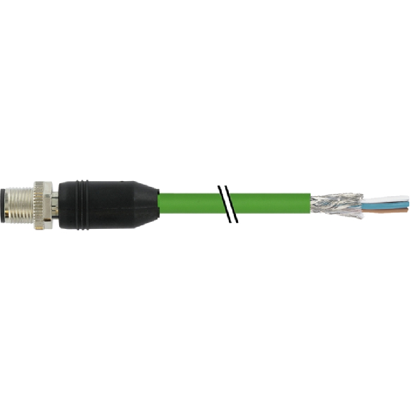 M12D Fem Droit 4p; Câble PUR Blindé 4x0.25 Vert Cpc 2m M12D Fem Droit 4p; Câble PUR Blindé 4x0.25 Vert Cpc 2m-Lire la description