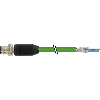 M12D Fem Droit 4p; Câble PUR Blindé 4x0.25 Vert Cpc 2m