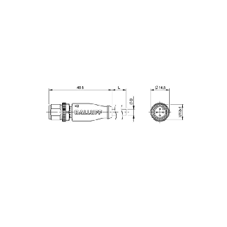 M12A Mâle Droit 4p; Câble PUR 4x0.34 Noir Cpc 0,6m (250V)-Lire la description